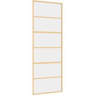 vidaXL Puerta Corredera Dorada De Vidrio Esg Transparente Y Aluminio Vidaxl