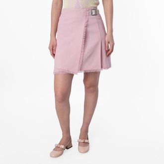 Burberry Frayed Edge Pleated Mini Skirt, Brand Size 12 ( US Size 10 )