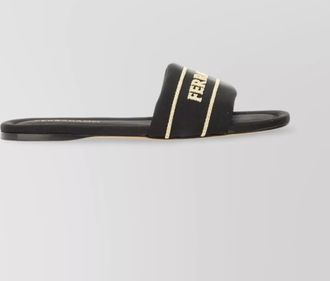 Ferragamo logo open toe flat sole sandal