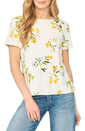 Ted Baker Lemon Floral Jersey T-Shirt in Ultra White at Nordstrom Rack, Size X-Small