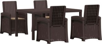 vidaXL Conjunto De Comedor De Jard&iacute;n 5 Uds. Marr&oacute;n Y Topo Pp Vidaxl