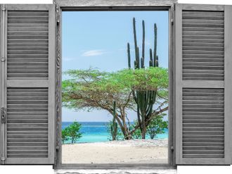 Queence Wandtattoo »Wüsten und Strandlandsch« Wandsticker, Wandbild, selbstklebend, 3D, Fenster