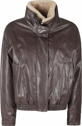 Low Classic Brown Fur Collar Faux Leather Jacket