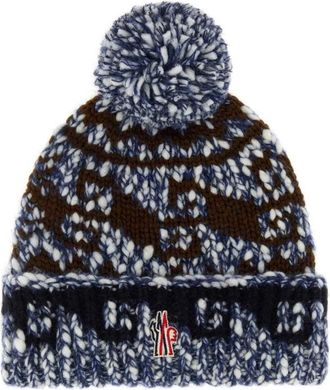 Moncler Blue Knitted Beanie Cap
