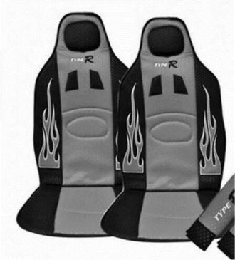 Trade Shop Trade Shop - Set 2 Coprisedili Coppia Schienali Racing Universali Auto Grigi Sportivi