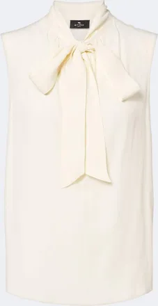 Etro Paisley jacquard cr&ecirc;pe de chine top