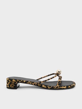 Charles & Keith Georgie Leopard-Print Metal-Ball Heeled Mules