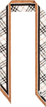 Burberry Accessoires, Dames, Beige, ONE Size, Skinny Check Knight Stamp Silk Scarf