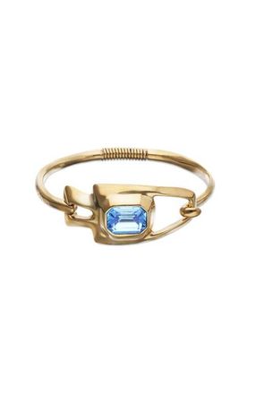 UNOde50 Gold-tone Sculptural Bracelet with Blue Crystal at Nordstrom, Size Medium