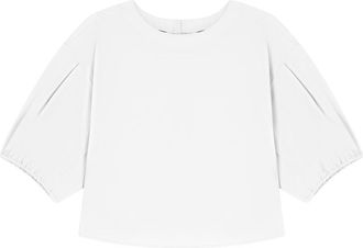 Emporio Armani Poplin Puffed Sleeves Round Neck Blouse