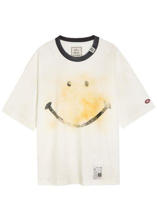 Miharayasuhiro Distressed Printed Cotton T-shirt - White - 52 (IT52 / XL)