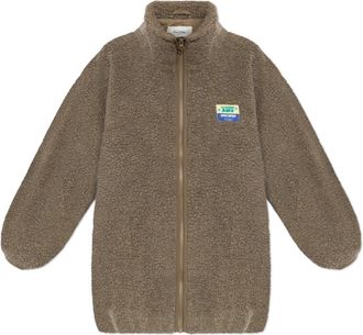 American Vintage Fleece met logopatch - Dames - Vesten met rits - Bruin - Xs/S - Hoodies & sweatvesten