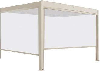 Oviala P&eacute;rgola bioclim&aacute;tica adosada motorizada de 3x4 m y 2 estores crema