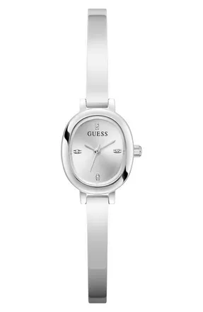 Guess Oblong Crystal Marker Watch, 21mm in Silver Tone at Nordstrom