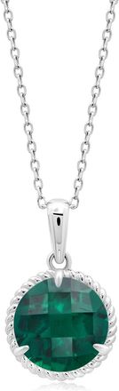 MAX + STONE 14k Yellow or White Gold Roped Halo 8mm Round Gemstone Pendant Necklace