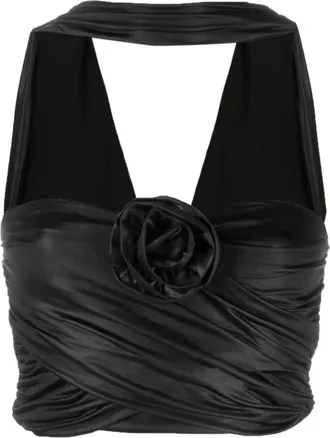 Rotate ROTATE Birger Christensen, Sleeveless Tops, female, Black, Size: XS V-neck Top