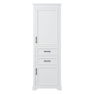 Urban Meuble Columna de ba&ntilde;o blanca con armarios y cajones, 180 cm
