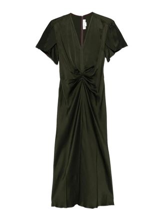 Victoria Beckham Twisted V-Neck Midi Dress