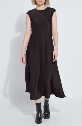 Lyssé Silvana Bias Cut Stretch Satin Midi Dress in Double Espresso at Nordstrom, Size X-Large