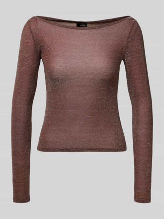 Mango Longsleeve mit U-Boot-Ausschnitt in Mittelbraun, Gr&ouml;&szlig;e M