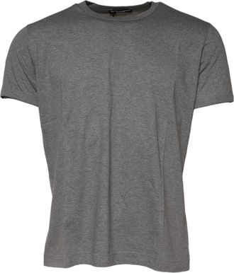 Dolce & Gabbana Mens Crew Neck Short Sleeve Tee - Grey Cotton - Size EU 48 (Mens)