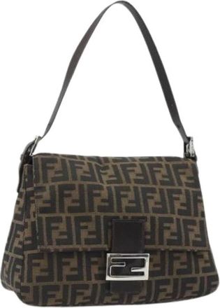 Fendi Pre-owned Vintage Zucca Canvas Shoulder Bag - Dames - Vintage Schoudertas - Bruin - ONE Size - Leer - Vintage
