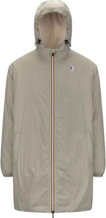 K-Way Winter trenchcoat met gestreepte rits - Heren - Parka Jassen - Beige - XL - Nylon - Jassen