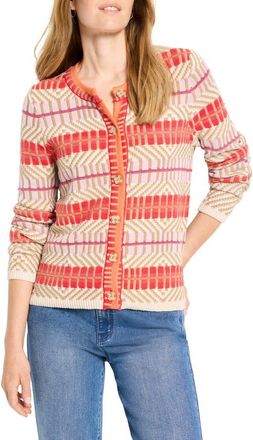 Nic+Zoe Energizer Cotton Blend Cardigan in Red Multi at Nordstrom, Size Medium P