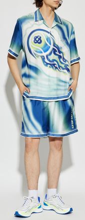 Casablanca Silk Shorts, Mens, Blue