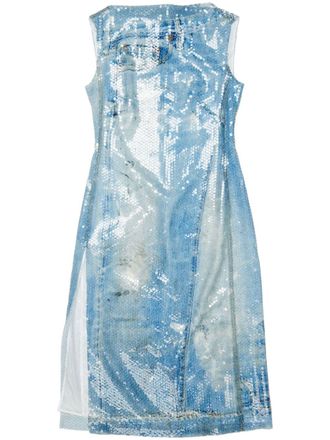 Acne Studios printed sequin dress - women - Polyester/Viscose/Nylon - 34 - Blue