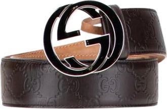 Gucci Pre-owned Belts, female, Brown, Size: ONE SIZE Pre-owned Embossed Leather Belt