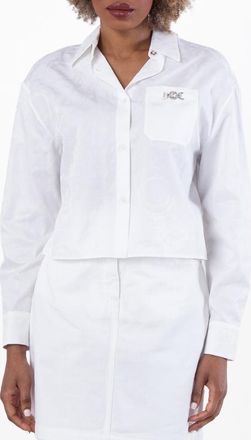 Versace Barocco Jacquard Cropped Shirt, Brand Size 38 ( US Size 2 )