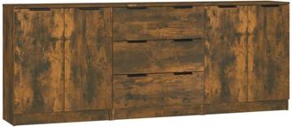 vidaXL 3 Piece Sideboards Smoked Oak Engineered Wood Vidaxl