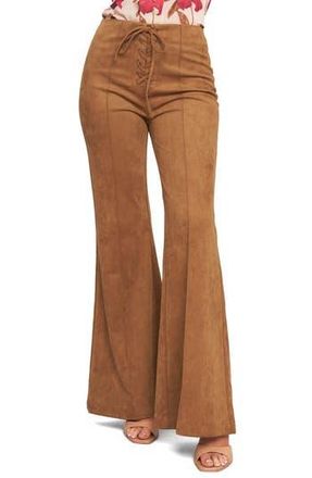Flying Tomato Faux Suede Bell Bottom Pants in Camel at Nordstrom Rack, Size Medium