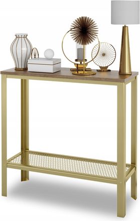 OEM Consola Atornillada Con Estante De Malla Para Pasillo Tipo Loft, Color Oro Y Roble Lancelot