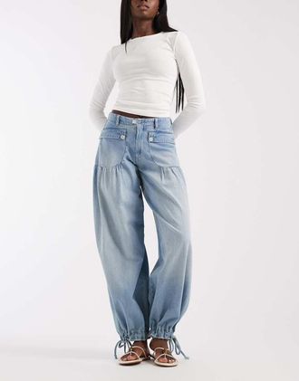 Free People Jeans blu con fondo a palloncino e fondo elasticizzato