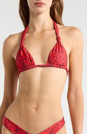 Kulani Kinis Knotted Halter Bikini Top in Sassy Sangria at Nordstrom, Size X-Small