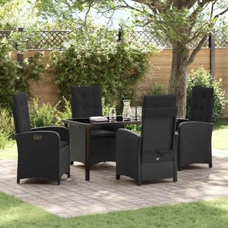vidaXL Vidaxl - Conjunto De Comedor De Jard&iacute;n 5 Pcs Negro Rat&aacute;n Sint&eacute;tico