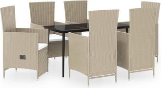 vidaXL Juego De Comedor De Jard&iacute;n 7 Piezas Con Cojines Beige Vidaxl