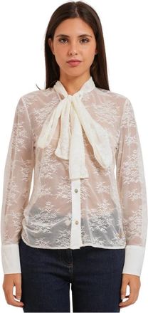 Yes-Zee Blouse met Strik - Dames - Blouses - Wit - L - Overhemden