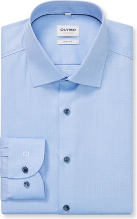 Olymp Langarmhemd OLYMP Level 5, Herren, Gr. 44, N-Gr, blau (bleu), Web, Obermaterial: 97% Baumwolle, 3% Elastolefin, normal, 2-Knopf-Manschette, Hemden Lan