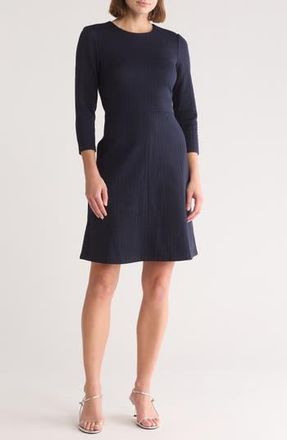Eliza J Three-Quarter Sleeve A-Line Shift Dress in Navy at Nordstrom Rack, Size 10