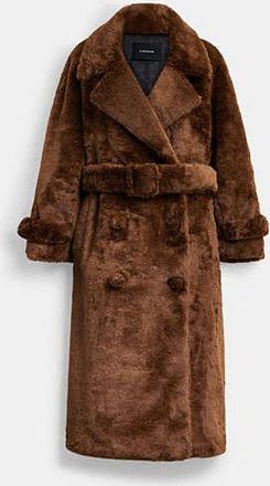 Coach Faux Fur Teddy Coat In Recycled Polyester