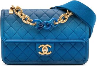 Chanel 2019 Medium Quilted Caviar Sunset On The Sea Flap satchel - women - Caviar Leather - One Size - Blue