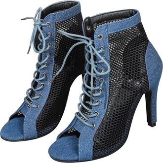 Generic Womens Heels 5.5 Foreign Trade Large Size Fashion Fish Mouth High Heels 10cm/3.94in Slip On Shoes for Women (Dark Blue, 7.5)