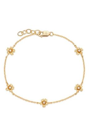 Made by Mary Cubic Zirconia Birthstone Flower Station Bracelet in Gold March at Nordstrom, Size 7
