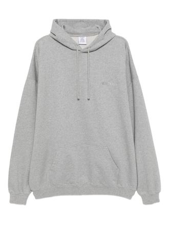 VETEMENTS logo-embroidered hoodie - unisex - Polyester/Cotton - S - Grey