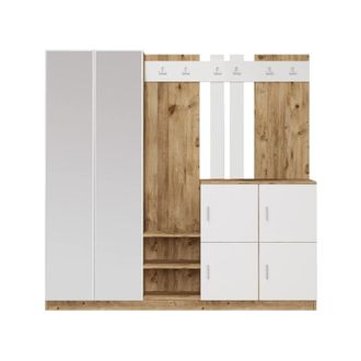 Dmora Muebles de entrada efecto madera roble, blanco 187x38 cm