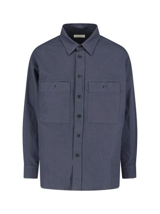 Christophe Lemaire Black Boxy Pleated Casual Shirt