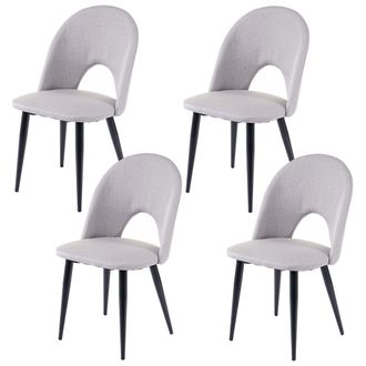 Hhg Hhg - Nunca Usado] Lote De 4 Silla De Comedor 209, Silla Silla De Cocina, Tela/textil, Gris